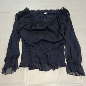 VTG 90s Sheer Top Women Black Fairy Whimsigoth Romantic Goth Witchy Coquette Y2K